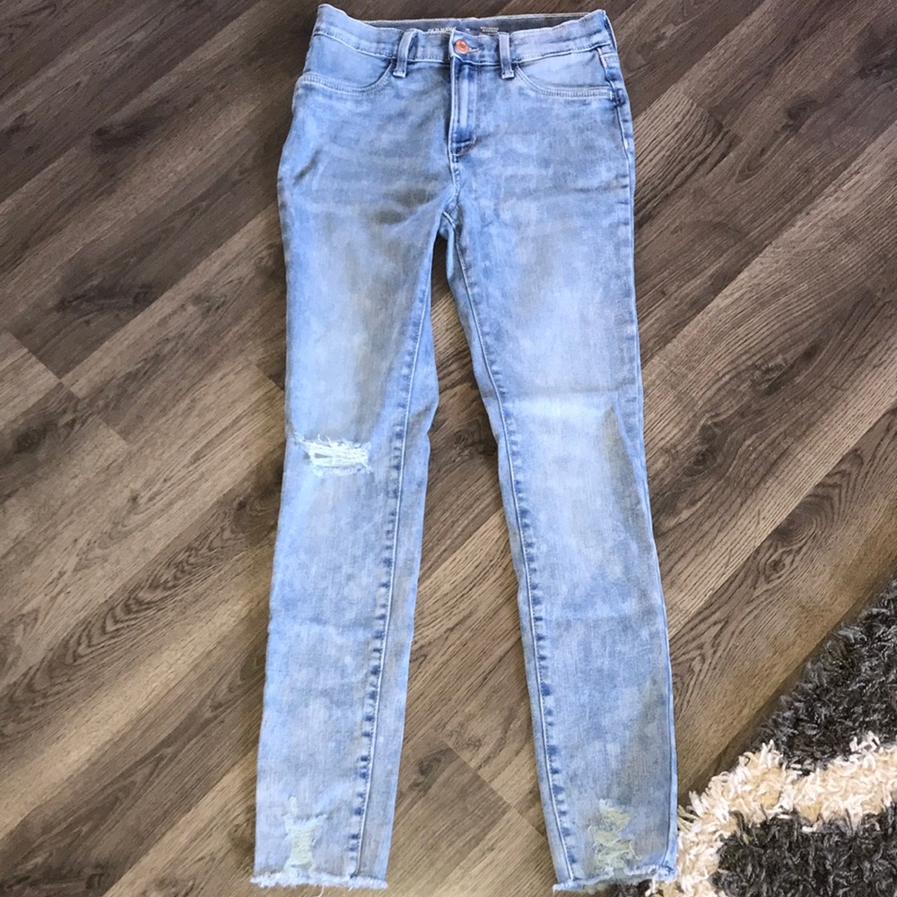 Old Navy Ballerina Jeggings Acid Wash Distressed Girls Size 18 | EUC